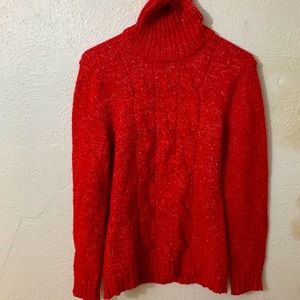 New York & Company red cableknit turtleneck sweater sz M